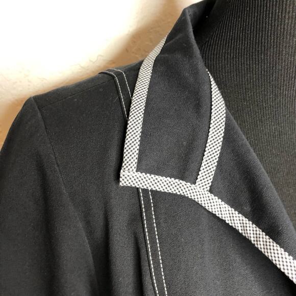 Ming Wang black white plaid trim hook front blazer jacket size Small - Picture 7 of 15